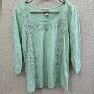 Lucky Brand 3/4 length mint green shirt